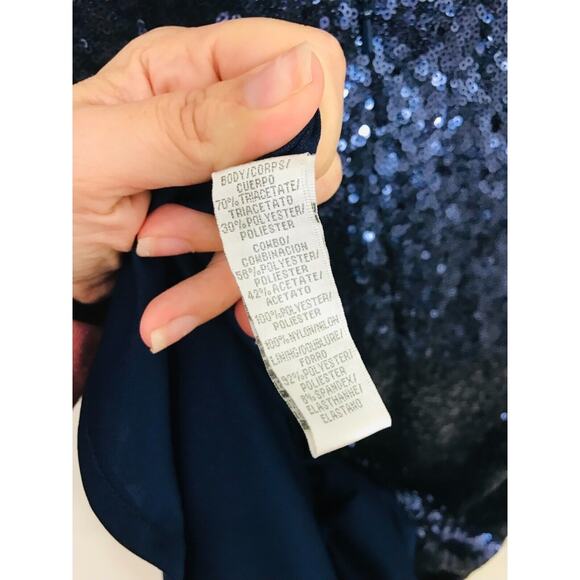 THEIA Evening Gown Navy Sequins Formal Prom Party Dress BHLDN, 0 - Picture 16 of 16